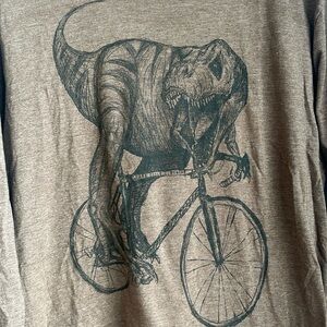 Dinosaur Riding a Bicycle Long Sleeve Tshirt